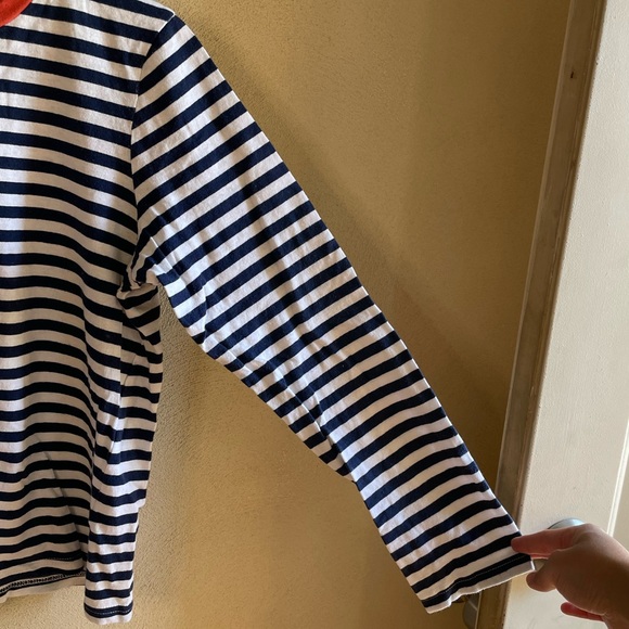 Mod Ref Navy Blue & White Striped Teagan Cotton Blend Crewneck Tee Shirt S - Picture 5 of 11